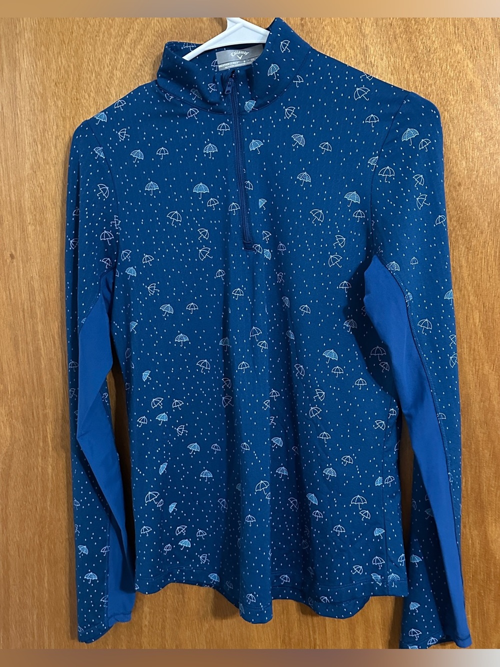 Callaway Womens Small Golf Quarter Zip Umbrella Print Top
